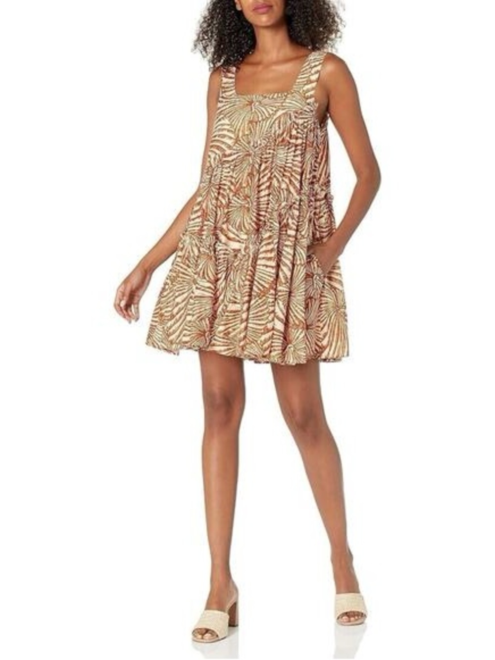 Moon River babydoll sleeveless shirred ruffled a-line mini dress